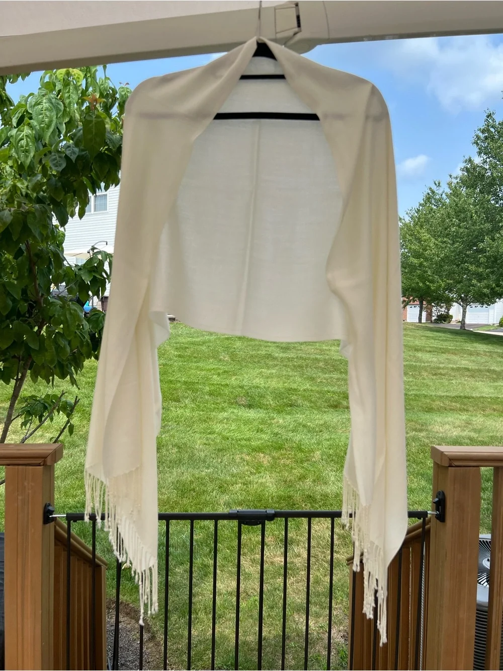 Women's Cream Fringe scarf, or wrap